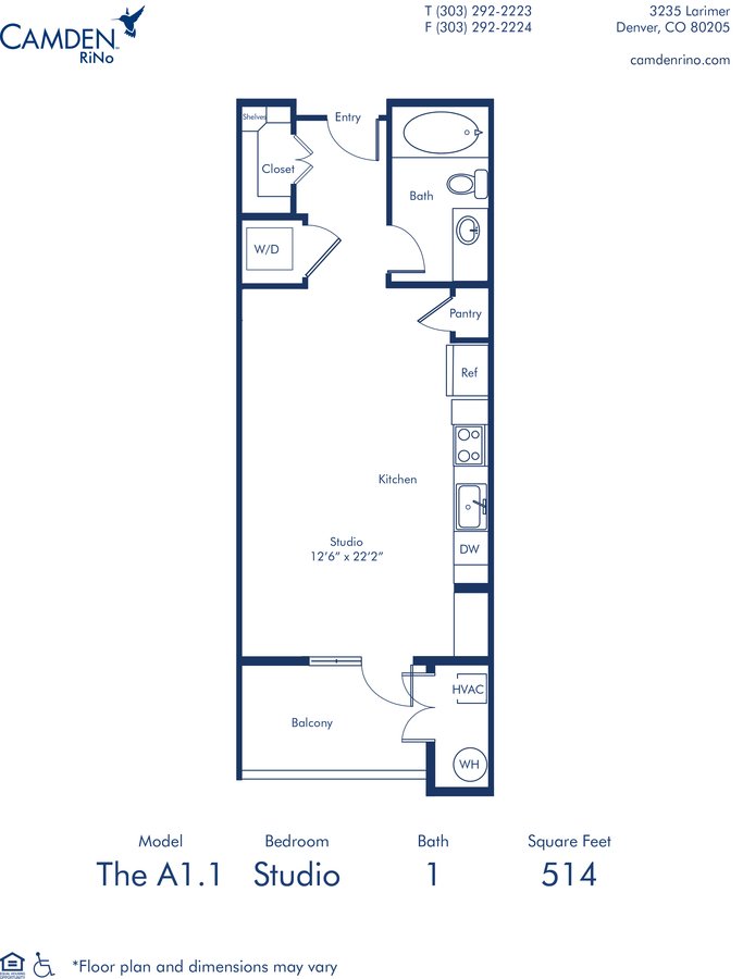 Studio 1 Bathroom Apartment for rent at Camden RiNo in Denver, CO