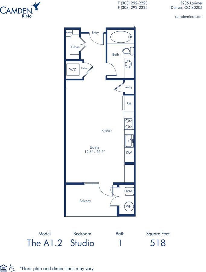 Studio 1 Bathroom Apartment for rent at Camden RiNo in Denver, CO