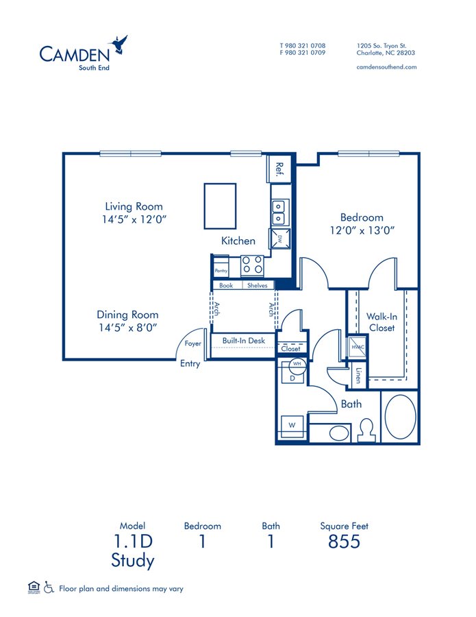 1 Bedroom 1 Bathroom Apartment for rent at Camden South End in Charlotte, NC