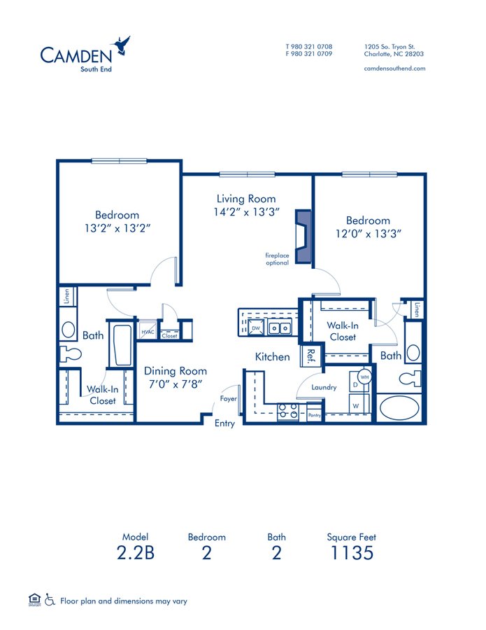 2 Bedrooms 2 Bathrooms Apartment for rent at Camden South End in Charlotte, NC