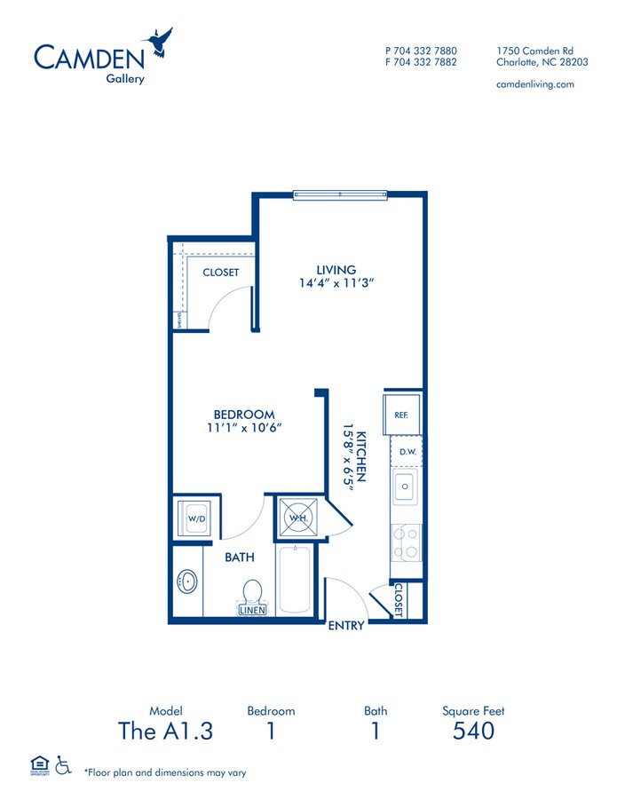 Studio 1 Bathroom Apartment for rent at Camden Gallery in Charlotte, NC