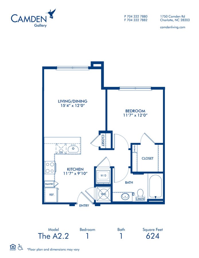 1 Bedroom 1 Bathroom Apartment for rent at Camden Gallery in Charlotte, NC