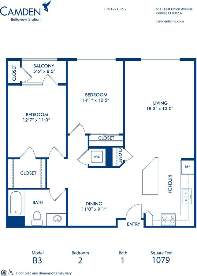 2 Bedrooms 1 Bathroom Apartment for rent at Camden Belleview Station in Denver, CO