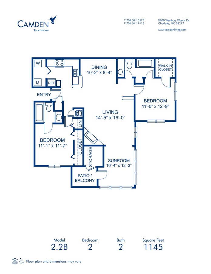 2 Bedrooms 2 Bathrooms Apartment for rent at Camden Touchstone in Charlotte, NC