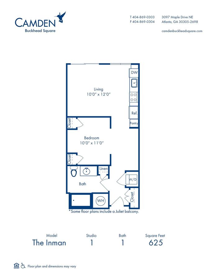 Studio 1 Bathroom Apartment for rent at Camden Buckhead Square in Atlanta, GA