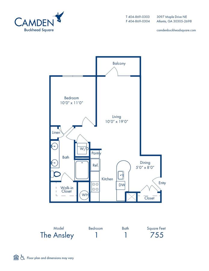 1 Bedroom 1 Bathroom Apartment for rent at Camden Buckhead Square in Atlanta, GA
