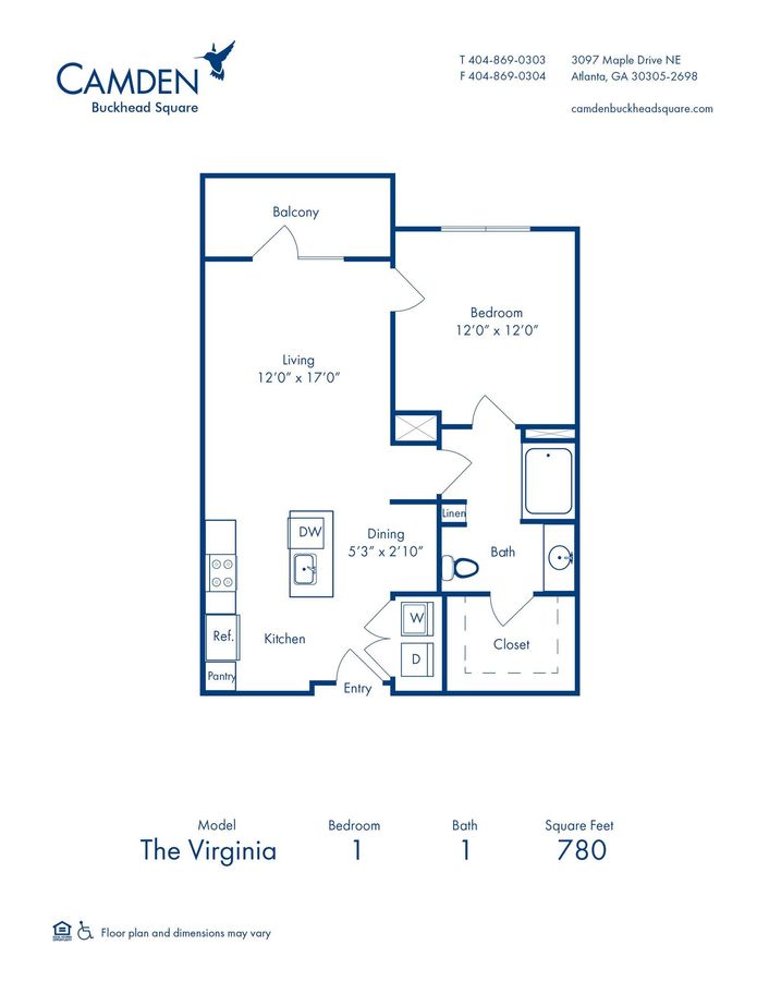 1 Bedroom 1 Bathroom Apartment for rent at Camden Buckhead Square in Atlanta, GA
