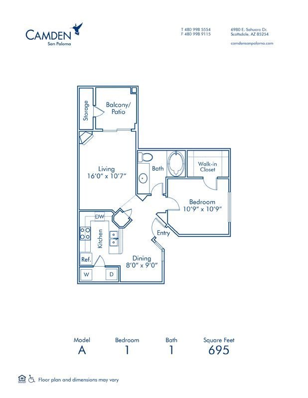 1 Bedroom 1 Bathroom Apartment for rent at Camden San Paloma in Scottsdale, AZ