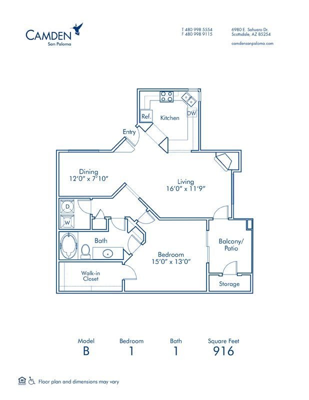 1 Bedroom 1 Bathroom Apartment for rent at Camden San Paloma in Scottsdale, AZ
