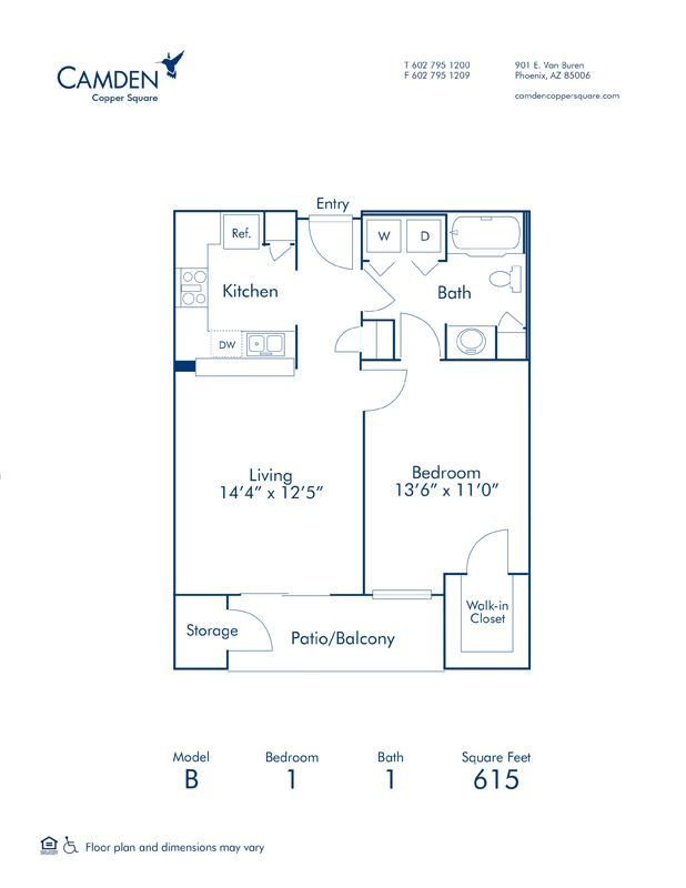 1 Bedroom 1 Bathroom Apartment for rent at Camden Copper Square in Phoenix, AZ