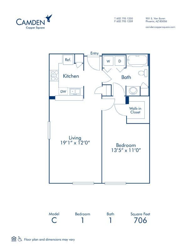 1 Bedroom 1 Bathroom Apartment for rent at Camden Copper Square in Phoenix, AZ