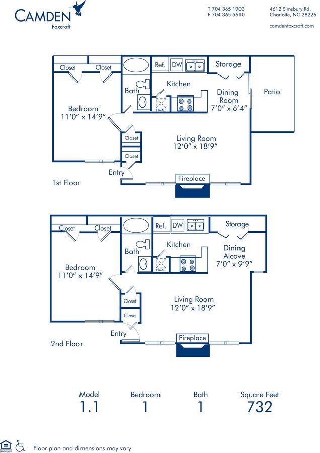 1 Bedroom 1 Bathroom Apartment for rent at Camden Foxcroft in Charlotte, NC
