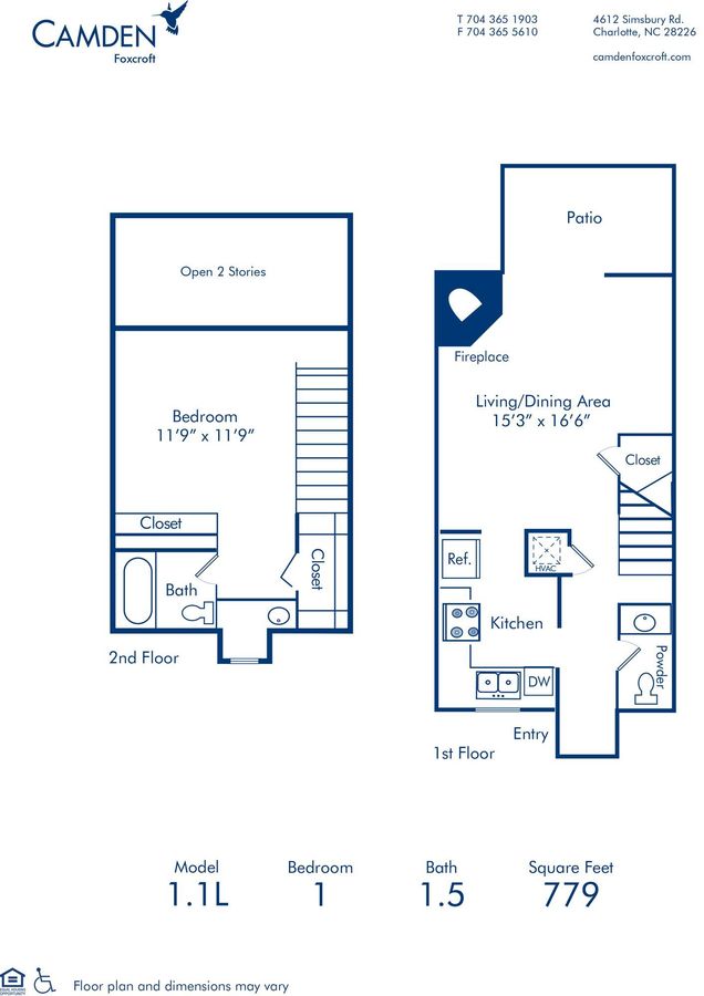 1 Bedroom 1 Bathroom Apartment for rent at Camden Foxcroft in Charlotte, NC