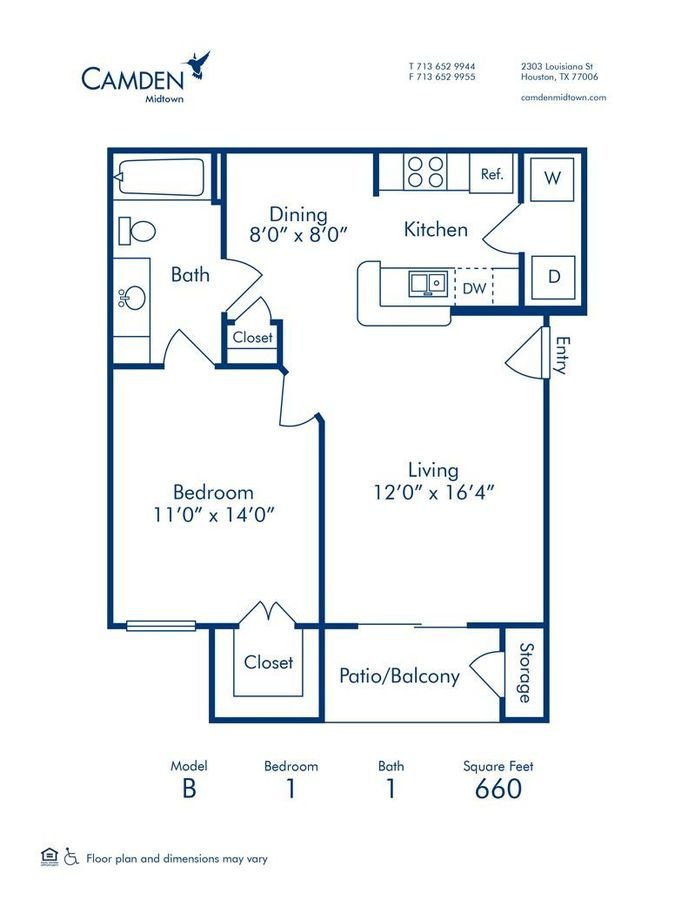 1 Bedroom 1 Bathroom Apartment for rent at Camden Midtown Houston in Houston, TX