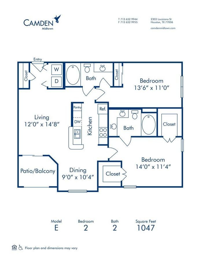 2 Bedrooms 2 Bathrooms Apartment for rent at Camden Midtown Houston in Houston, TX
