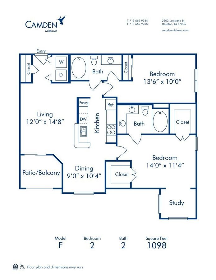 2 Bedrooms 2 Bathrooms Apartment for rent at Camden Midtown Houston in Houston, TX