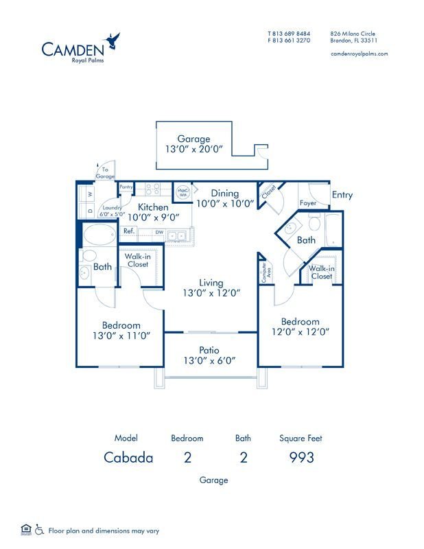 2 Bedrooms 2 Bathrooms Apartment for rent at Camden Royal Palms in Brandon, FL