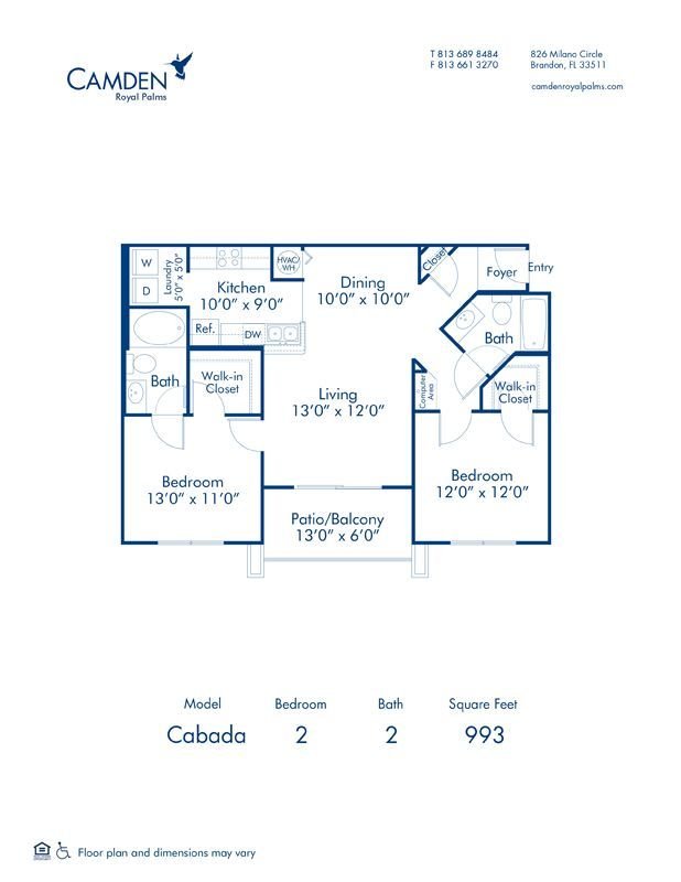 2 Bedrooms 2 Bathrooms Apartment for rent at Camden Royal Palms in Brandon, FL