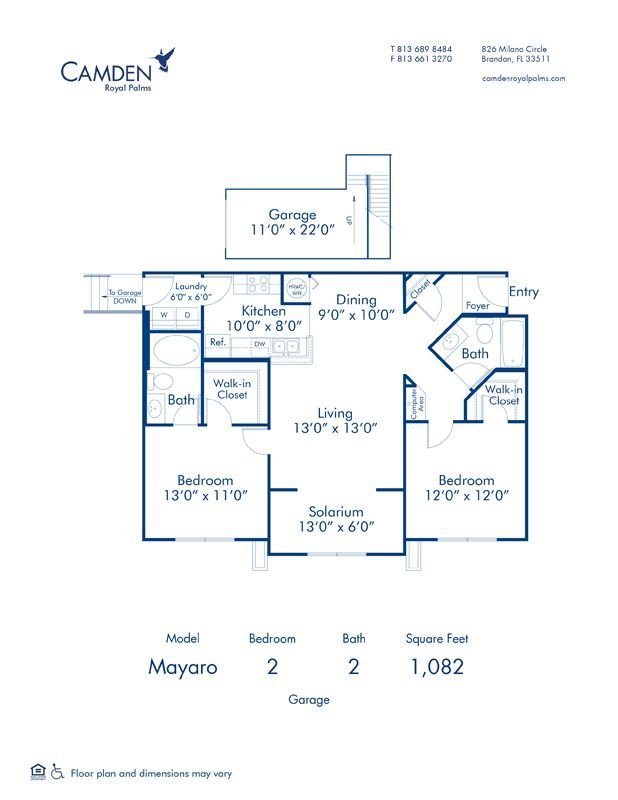 2 Bedrooms 2 Bathrooms Apartment for rent at Camden Royal Palms in Brandon, FL