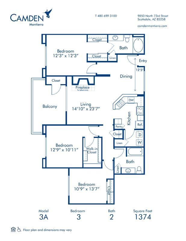 3 Bedrooms 2 Bathrooms Apartment for rent at Camden Montierra in Scottsdale, AZ