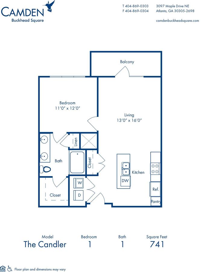 1 Bedroom 1 Bathroom Apartment for rent at Camden Buckhead Square in Atlanta, GA