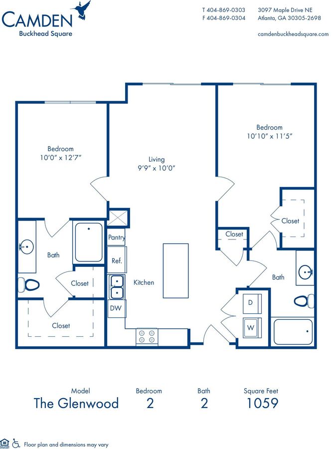 2 Bedrooms 2 Bathrooms Apartment for rent at Camden Buckhead Square in Atlanta, GA