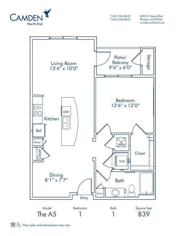 1 Bedroom 1 Bathroom Apartment for rent at Camden North End in Phoenix, AZ