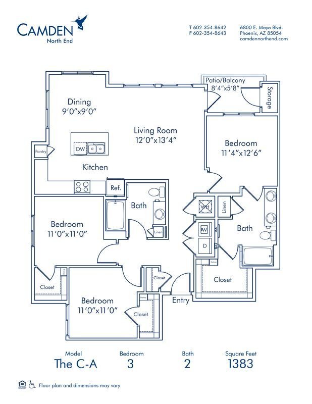 3 Bedrooms 2 Bathrooms Apartment for rent at Camden North End in Phoenix, AZ
