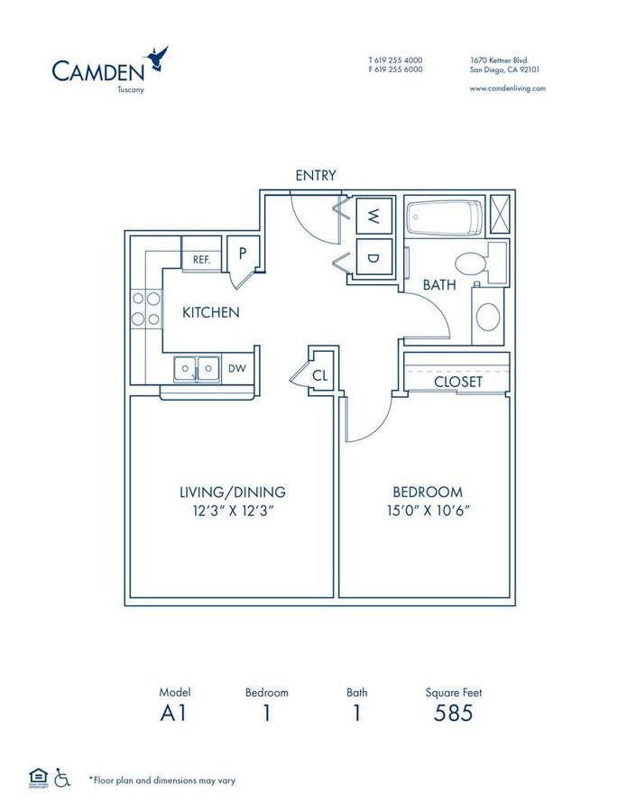 1 Bedroom 1 Bathroom Apartment for rent at Camden Tuscany in San Diego, CA