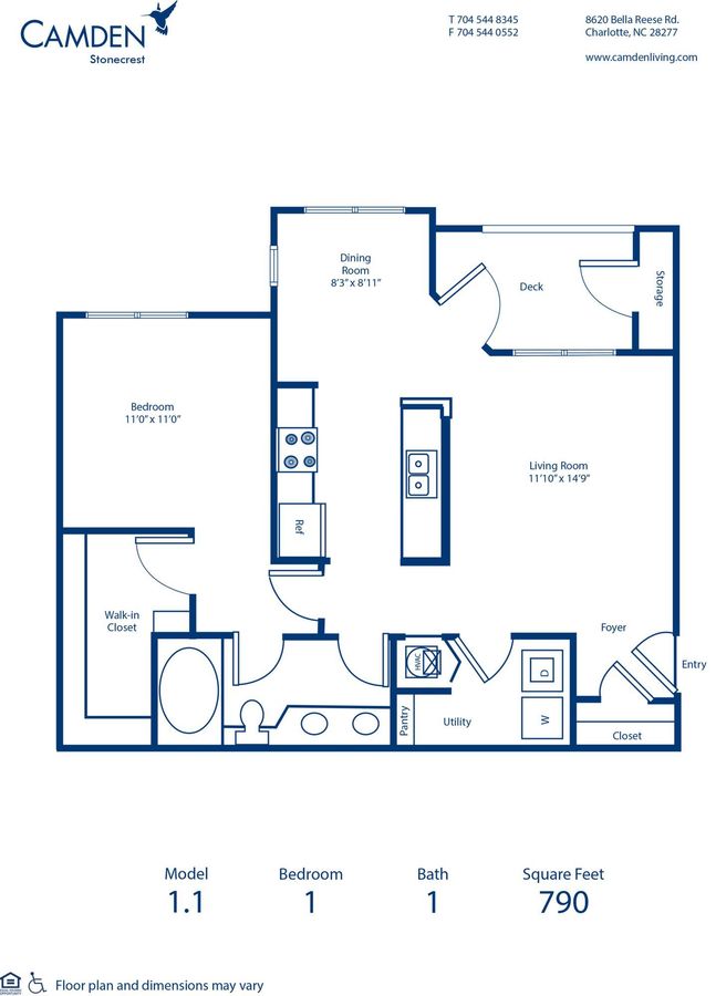 1 Bedroom 1 Bathroom Apartment for rent at Camden Stonecrest in Charlotte, NC