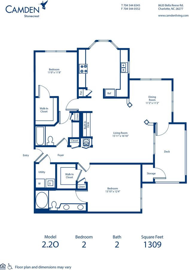 2 Bedrooms 2 Bathrooms Apartment for rent at Camden Stonecrest in Charlotte, NC