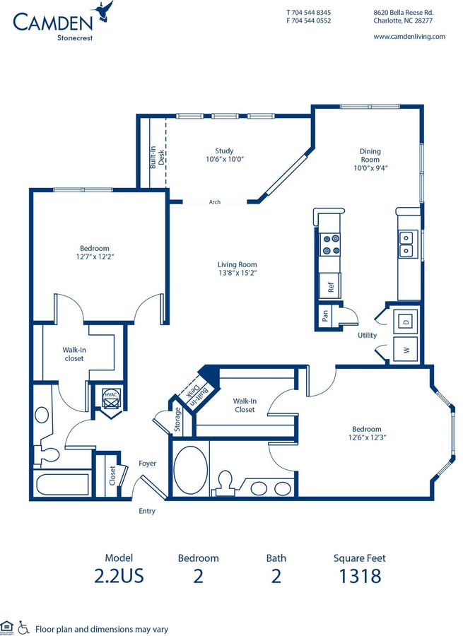 2 Bedrooms 2 Bathrooms Apartment for rent at Camden Stonecrest in Charlotte, NC