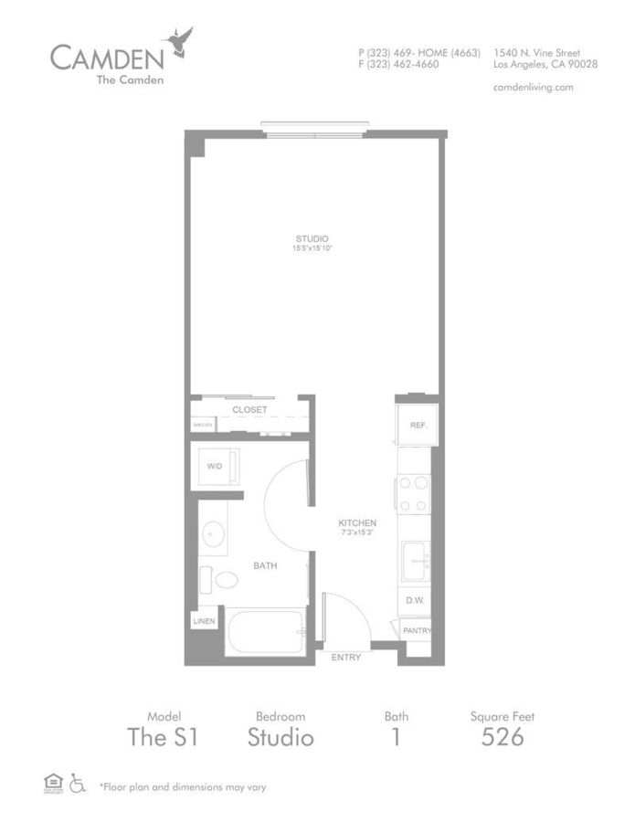 Studio 1 Bathroom Apartment for rent at The Camden in Hollywood, CA