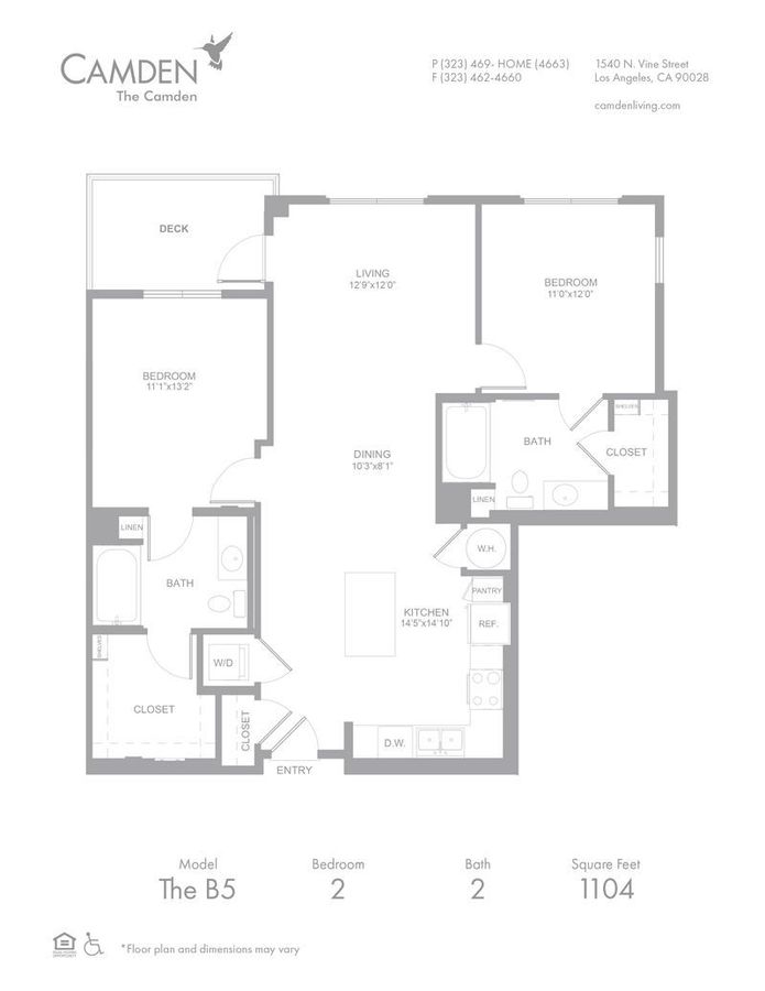 2 Bedrooms 2 Bathrooms Apartment for rent at The Camden in Hollywood, CA