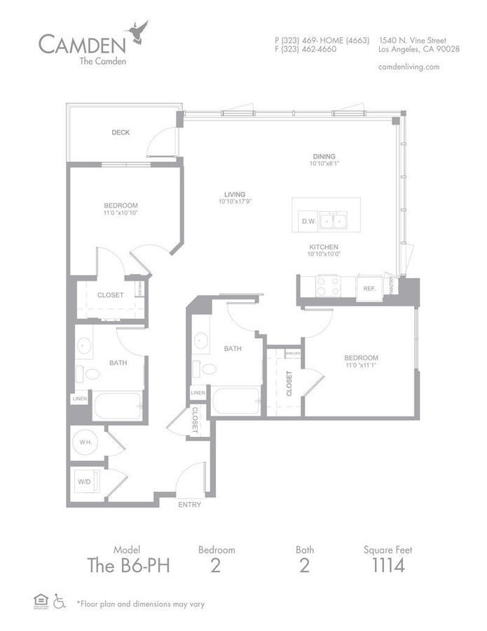 2 Bedrooms 2 Bathrooms Apartment for rent at The Camden in Hollywood, CA
