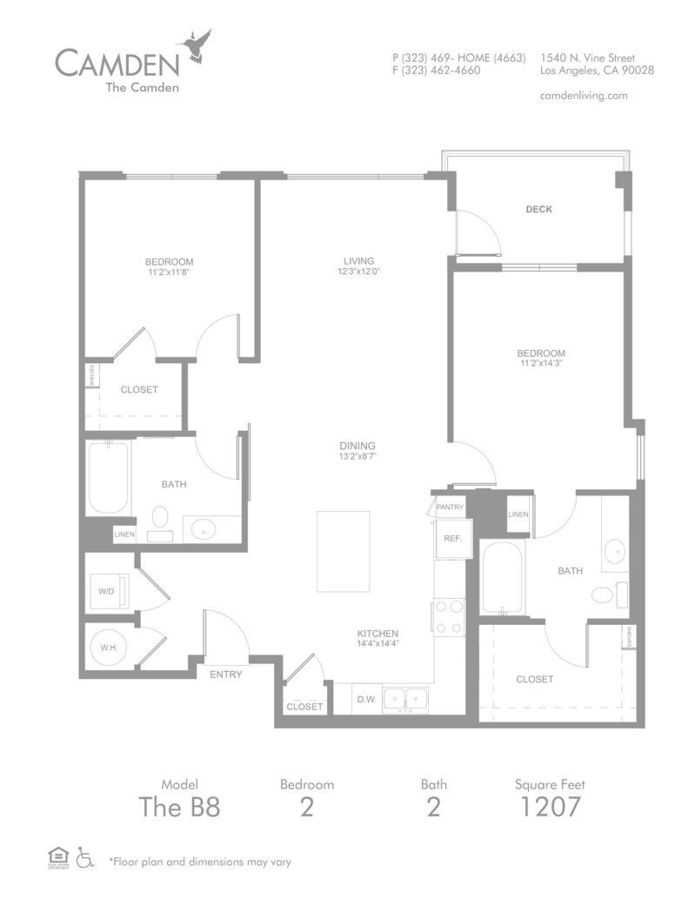 2 Bedrooms 2 Bathrooms Apartment for rent at The Camden in Hollywood, CA