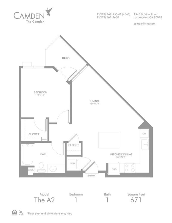 1 Bedroom 1 Bathroom Apartment for rent at The Camden in Hollywood, CA