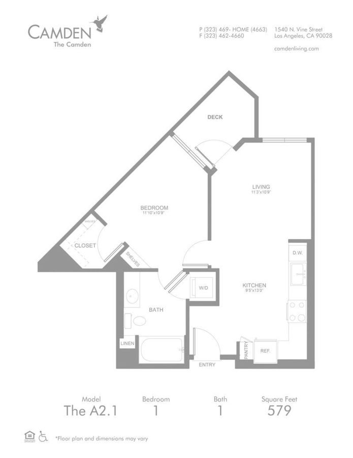 1 Bedroom 1 Bathroom Apartment for rent at The Camden in Hollywood, CA