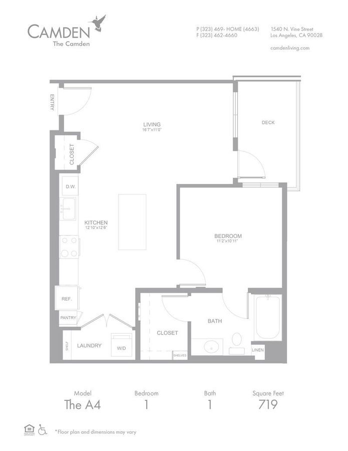 1 Bedroom 1 Bathroom Apartment for rent at The Camden in Hollywood, CA