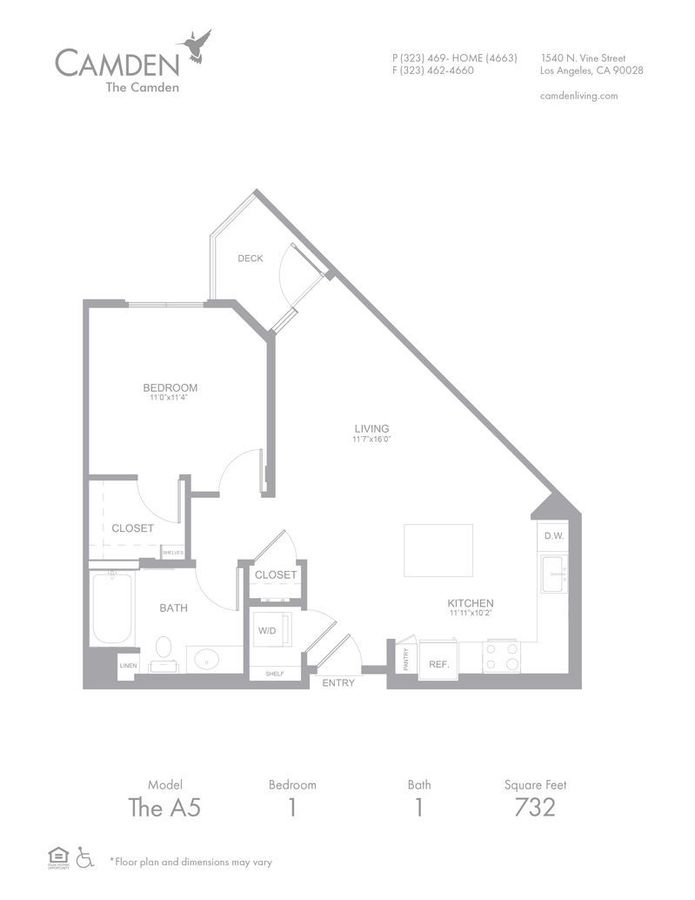 1 Bedroom 1 Bathroom Apartment for rent at The Camden in Hollywood, CA