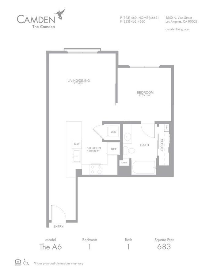 1 Bedroom 1 Bathroom Apartment for rent at The Camden in Hollywood, CA