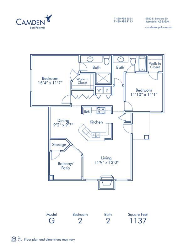 2 Bedrooms 2 Bathrooms Apartment for rent at Camden San Paloma in Scottsdale, AZ