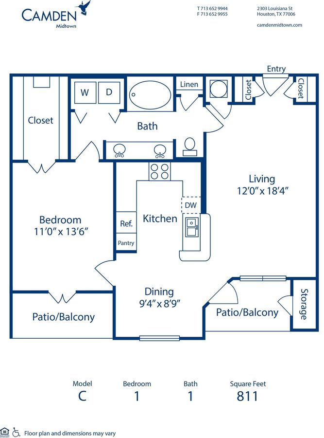 1 Bedroom 1 Bathroom Apartment for rent at Camden Midtown Houston in Houston, TX