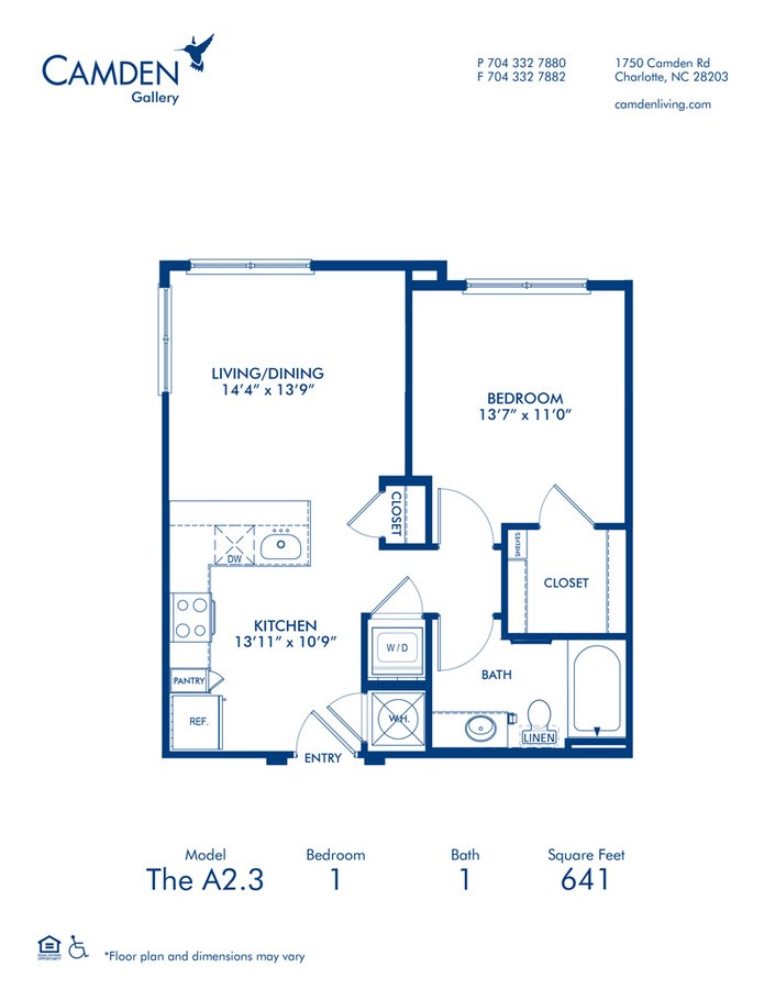 1 Bedroom 1 Bathroom Apartment for rent at Camden Gallery in Charlotte, NC