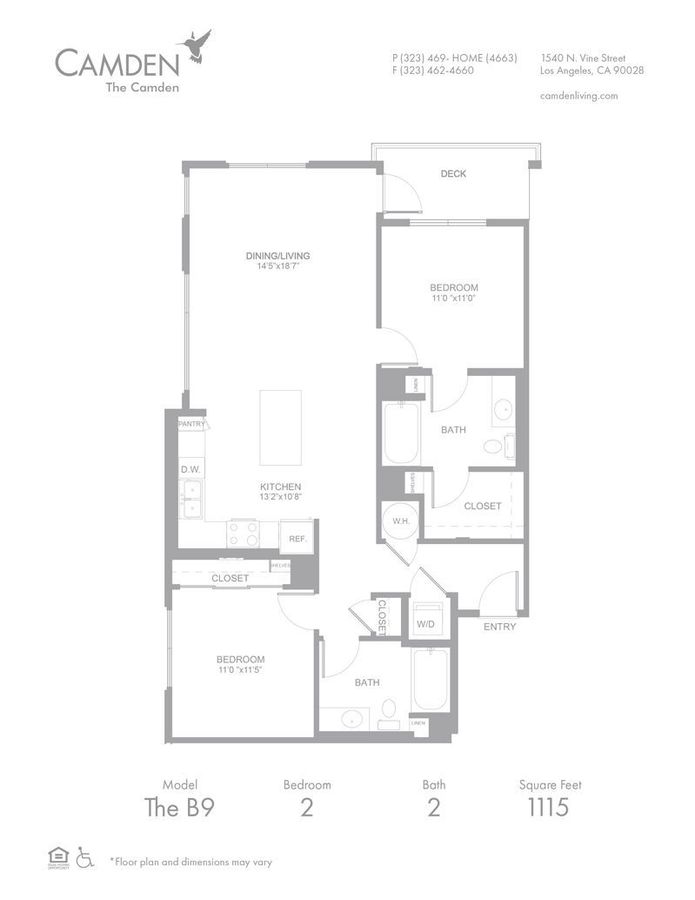 2 Bedrooms 2 Bathrooms Apartment for rent at The Camden in Hollywood, CA