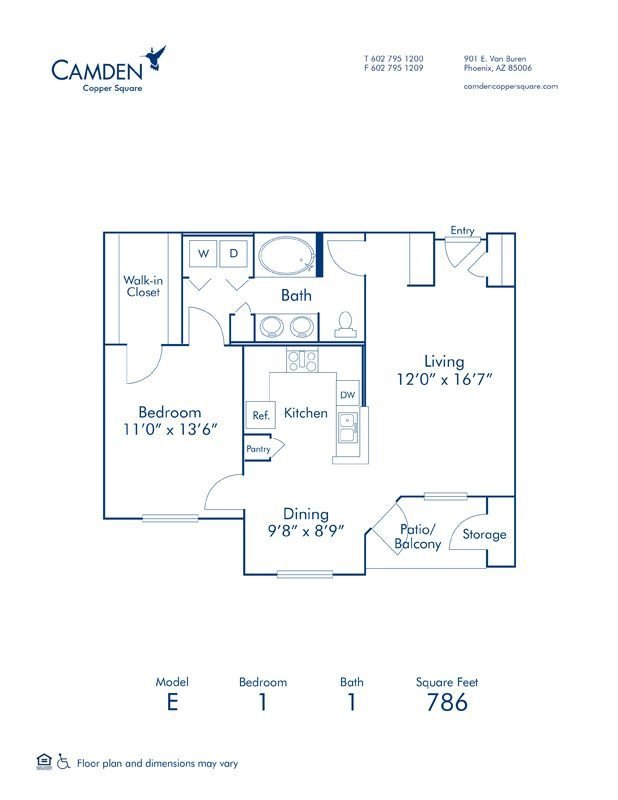 1 Bedroom 1 Bathroom Apartment for rent at Camden Copper Square in Phoenix, AZ