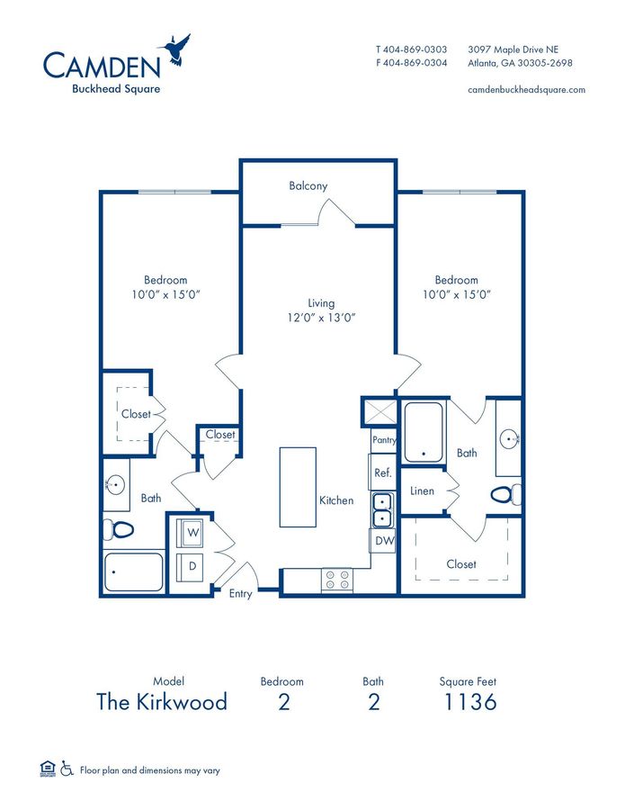 2 Bedrooms 2 Bathrooms Apartment for rent at Camden Buckhead Square in Atlanta, GA