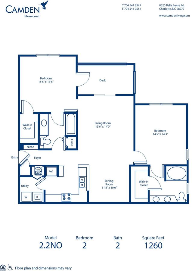 2 Bedrooms 2 Bathrooms Apartment for rent at Camden Stonecrest in Charlotte, NC
