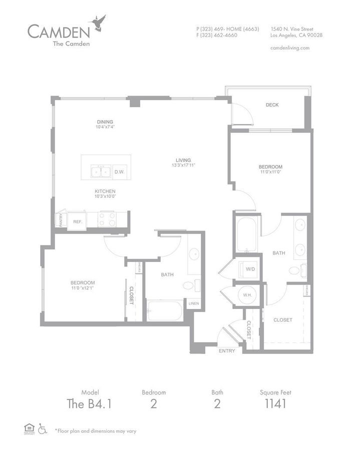 2 Bedrooms 2 Bathrooms Apartment for rent at The Camden in Hollywood, CA