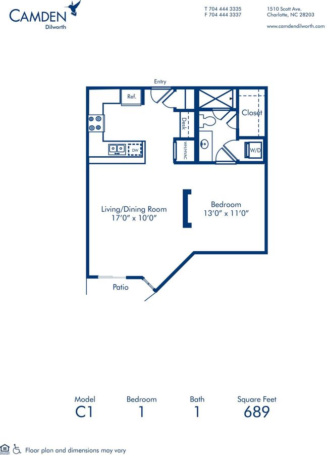 1 Bedroom 1 Bathroom Apartment for rent at Camden Dilworth in Charlotte, NC
